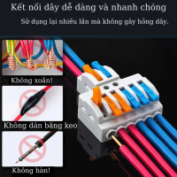 Cút nối dây điện nhanh PCT 222, jack nối dây điện, đầu nối, cốt nối dây điện nhanh đủ loại tải 32A 7