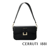 【Cerruti 1881】限量2折 義大利頂級皮革肩背包斜背包 全新專櫃展示品(黑色 CEBA06635P)