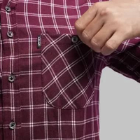 DGM Kemeja Flanel Pria Lengan Panjang Merah Garis Putih Kemeja Pria Flanel Pria Kemeja Panjang 2966