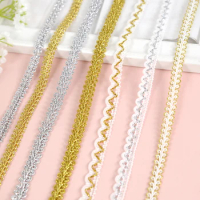 5 Meters Gold Silver Lace Trim Ribbon Centipede Braided Curve Lace Fabric for Clothing Sofa Curtain Home DIY Sewing Accessories