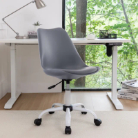【E-home】Gwyn葛溫經典PP背軟墊白腳電腦椅 5色可選(辦公椅 會議椅 無扶手 美甲)
