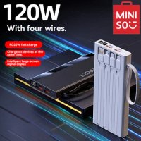 Miniso 120W Fast Charging Power Bank 50000mAh Powerbank Built-in Cable External Battery for iPhone Huawei Xiaomi