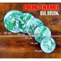 Piring Seng Blirik 14cm 16cm 18cm 20cm 22cm / Piring Enamel / Piring Jadul 20cm (Blirik) Biru