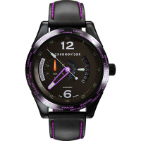 Chronovisor Watch 格樂威治 PIONEER系列 獨立三針機械腕錶-43mm黑x紫 CVGM7102-L-PU
