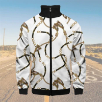Gold Chain 3D Print Man Female Outwear Pullover Flight Pilot Thick Bomber Jacket Streetwear Zipper Coat Baseball Jacket Clothes