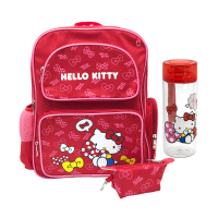 【SANRIO 三麗鷗】Hello Kitty透氣書包-大口直飲水壺組(Hello Kitty)