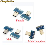 1pcs 3 TYPES USB 3.1 Type C Connector 24+2P Female Male Plug Receptacle Adapter to Solder Wire &amp; Cable 24P+2P PCB DIY Test Board