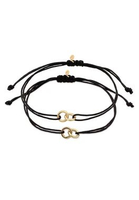 Elli Jewelry Set Gelang Wanita Perak 925 Lapis Emas Bulat Outfit Korea Trendy Hitam