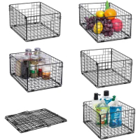 Mount Metal Wire Basket Organizer Pantry Basket with Handles - 6 Pack -12" x 9" X 6", Food Storage Mesh Bin