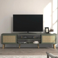 Tomato Home ชั้นทีวี Millers 2.0 TV cabinet with rattan effect fronts | วางทีวีใหญ่สุด 75นิ้ว|