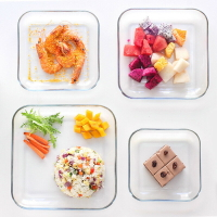方形鋼化玻璃西餐盤耐熱焗飯盤魚盤水果沙拉盤微波爐烤箱專用烤盤