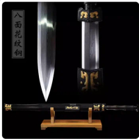Han Dynasty Style Battle Sword, Handmade Multi Refined Folded Patterned/High Manganese Steel Blade, Unsharpened