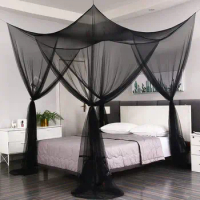 4 Corner Bed Cover Mosquito Net Set Tent Suitable for Single to King-Size Bed Cover with 4 Iron Hooks and 4 Plastic Tubes
