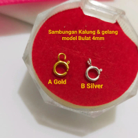 Pengait Gelang, kalung model bulat Perak 925 Lapis Mas.
