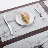 2PCS/SET New Fashion Marble Patte PVC Dining Table Placemat Europe Style Kitchen Tool Tableware Pad Coaster Coffee Tea Place Mat