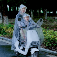 電瓶車雙人雨衣 透明防粘加厚加大雙人成人母子電動雨服摩托車學生雨披雨衣小