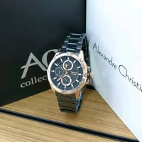 JAM TANGAN WANITA ALEXANDRE CHRISTIE CHRONOGRAPH ORIGINAL BLACK ROSE GOLD 6564 AC 6564 AC6564 ACF656
