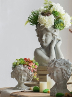 收獲小屋復古藝術人像雕塑花盆花器創意園林戶外花園土培盆栽裝飾