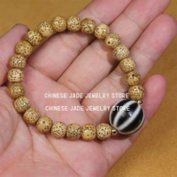 Old Agate Black White Pumpkin Stripe DZI Beads Amulet Bodhi Seed Beads Bracelet