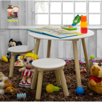 Meja Belajar Set Anak TK SD Kecil Bundar 2 Kursi
