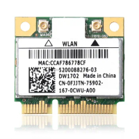 DW1702 Wireless Wifi N Bluetooth Half Mini-PCI-E WLAN Card for Dell 14R N4110 N4120 Atheros Ar5b195 802.11b/g/n