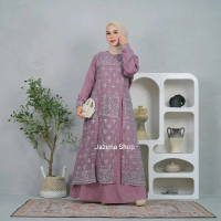 Almira Dress by Jazima Shop - Gamis Polo Linen mix tulle heavy sapto gamis kondangan elegan anggun S