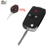 DANDKEY Uncut Blade 3 Button Car Remote Key Case Flip Folding Key Case FOB 2+1 Button For Mitsubishi Replacement Housing Shell