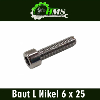 Baut L Nikel 6 x 25 (Harga Per 1 PCS) - Baut 10 Kunci L 5 Drat 6 mm x Panjang 25 mm