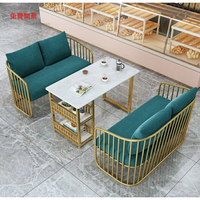免運北歐甜品奶茶店桌椅組合簡約卡座沙發休閑西餐廳咖啡廳大理石桌椅X2