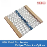 100PCS 1/8W Perintang Filem Logam 0.125W 0R 4.7M 1% 1 2.2 10 47 100 120 150 220 270 330 470 1K 2.2K 