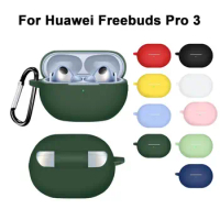 1PC For Huawei Freebuds Pro 3 Case With Hook Shockproof Silicone Earphone Cover Solid Color Headphone Accessories
