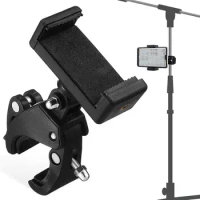Mic Stand Clip Phone Mount Bike Tablet Holder For Microphone Microphones Guitar Head Rotating Clip Music Stand Phone Holder