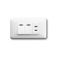 【中一電工 JYE】5入組 PANDA 熊貓系列 夜光壁切(二開關一插座蓋板組 JY-4206W)