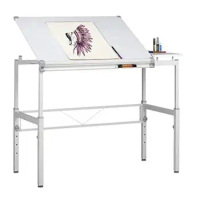 Adjustable Drafting Craft Table Studio Workstation Steel Construction Graphix II White/Gray 10211