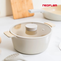 【NEOFLAM】韓國製VULCAN白火山系列鑄造24公分雙耳湯鍋(全新陶瓷塗層升級款/不挑爐具)