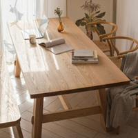 餐桌 北歐實木餐桌椅白蠟木原木餐臺家具辦公工作臺大板桌凳組合