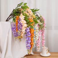 Artificial Flower 5-branch Purple Wisteria Flower Fake Flower Wall Hanging Hotel Wedding Hall Ceilin
