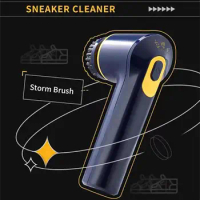 Electric Shoe Brush Polisher Portable Handheld Scrubber Shoes Cleaning Brush Kit with 4 Brush Heads for Leather Bags