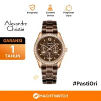 Jam Tangan Wanita Alexandre Christie AC 2645 BF BROBO-1 Ladies Brown Dial Brown Stainless Steel Stra