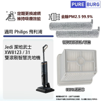 適用Philips 飛利浦Jedi 潔地武士 XW8123/31雙滾刷智慧洗地機拖地機HEPA濾網濾芯軟毛刷滾刷滾輪