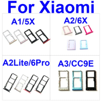 Sim Card Tray Holder For Xiaomi Mi A1 A2 Lite A3 5X 6X CC9e Redmi 6 Pro Sim Card Reader Slot Adapters Socket Repair Parts