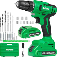 Anirona 20V Cordless Drill Set 350 In-lb Power Drill Kit with Battery and Charger 3/8″Keyless Chuck 2 Variable Speed