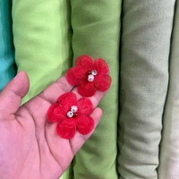 6 BIJI BUNGA ORGANZA 3D BERLIAN CANGKANG 4 CM MERAH