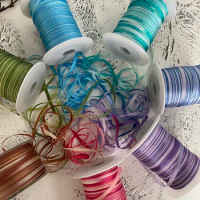 4mm silk ribbon variegated color,100% real pure silk thin taffeta soft silk ribbons for embroidery
