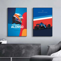 โปสเตอร์รถแข่ง F1, Fernando Alonso, ภาพพิมพ์บนผ้าใบ, ภาพวาดกีฬาโมเดิร์น, ภาพศิลปะบนผนัง, ตกแต่งห้องน
