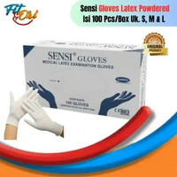 Sensi Gloves latex powdered isi 100 pcs Size S M L Sarung tangan Sensi Glove M