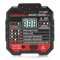 HABOTEST Socket Tester Voltage Test Socket Detector Ground Zero Line Plug Polarity Phase Check (HT106D), EU Plug