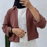 Kemeja Wanita New Hanin Crop Crinkle Atasan Blouse Airflow