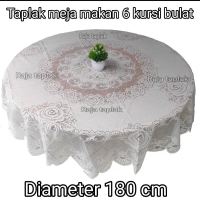 Taplak meja makan 4 dan 6 kursi bulat,taplak meja betawi bahan katun polyester print polos 100cm,150