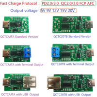 type-c pd qc afc fast charge decoy trigger module dc 5v 9v 12v 15v 20v output for charger wifi router smart speaker camera